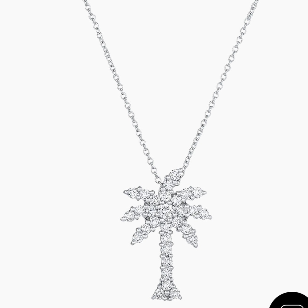 Sparkling 18k white Gold Roberto coin Palm Tree Necklace